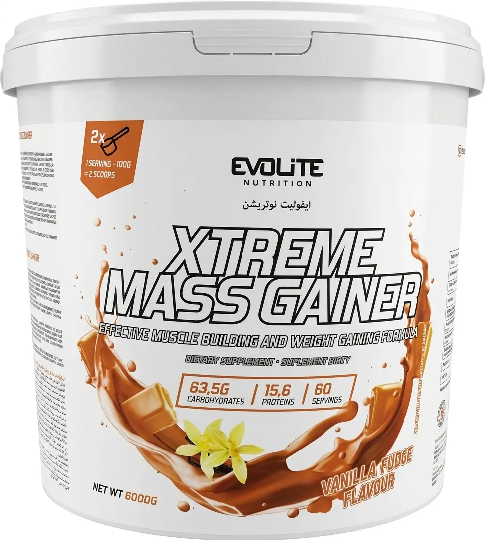 xtrememassg6kgvanille Evolite Xtreme Mass Gainer Vanille 6 kg – Image 1
